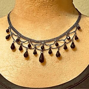 Liz Claiborne Vintage Elegant Black Beaded Necklace